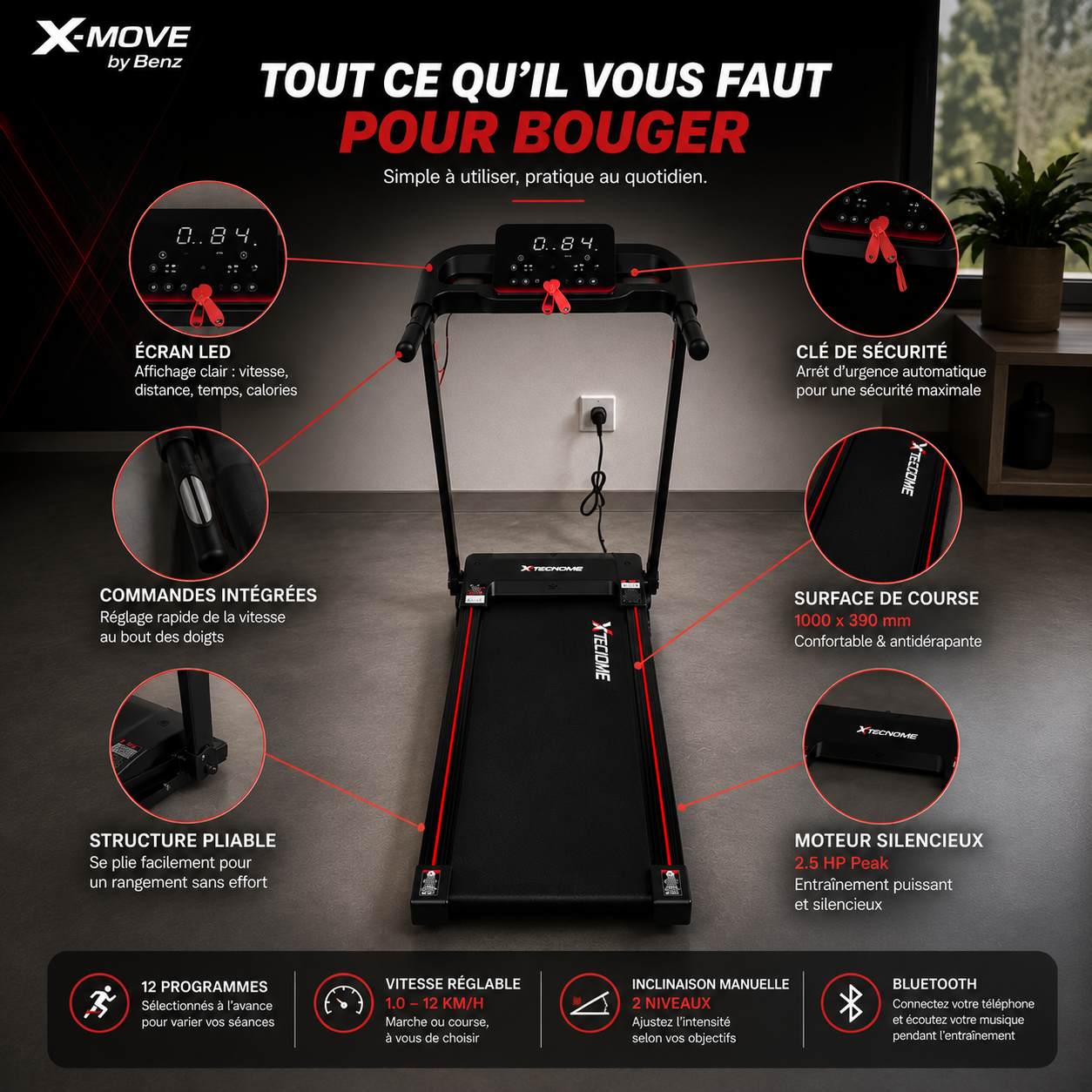 Tapis de Course Pliant Compact